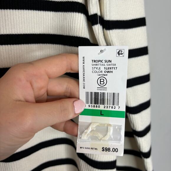 NWT Karen Kane Mariner Stripe Shirttail Sweater - Picture 3 of 7